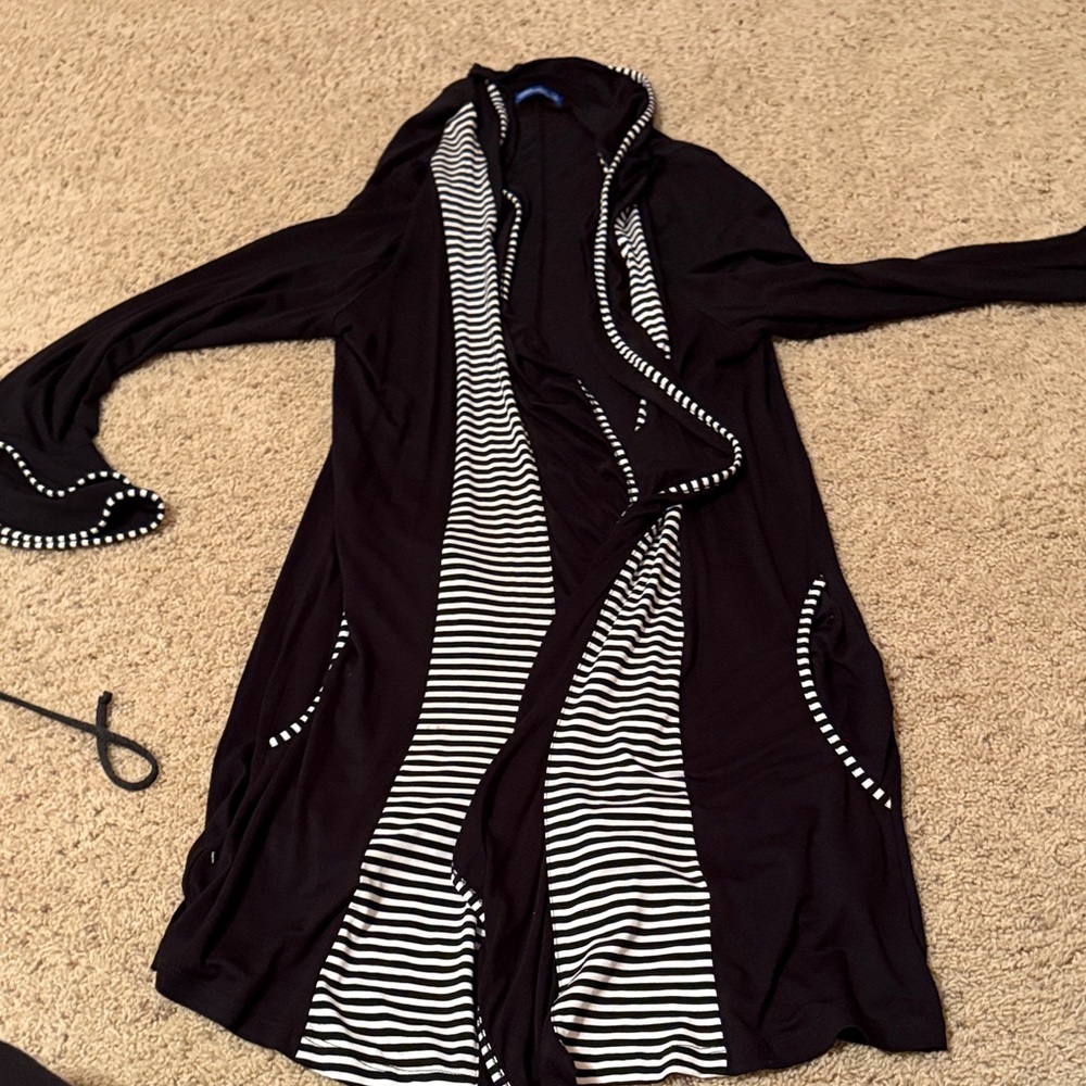 Black and White Striped Cardigan